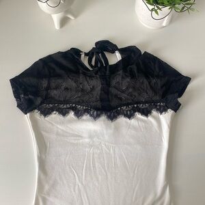 Black and white lace top